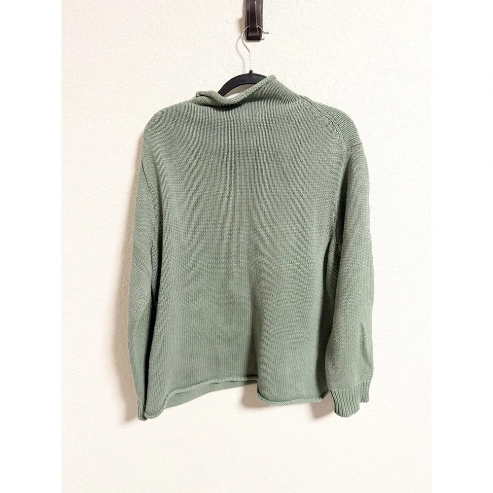 J.Crew Mens Vintage Sweater Roll Neck Oarsman‎ Knit Fisherman Green Large